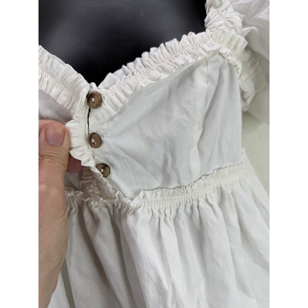 Free People Rendezvous Me White Bubble Hem Dress Size Medium - Picture 4 of 9